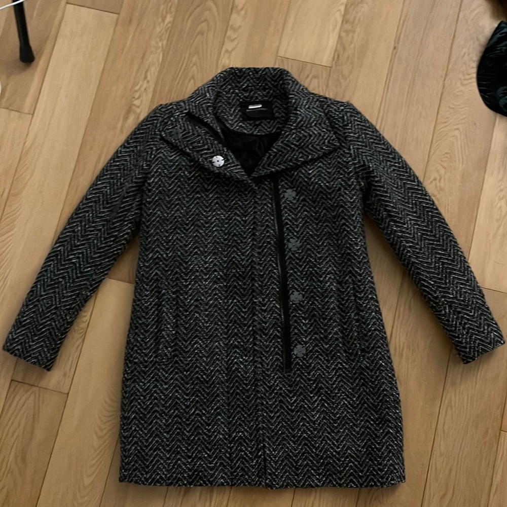 Banana Republic Black/Grey Wool Blend Cocoon Coat XXSP